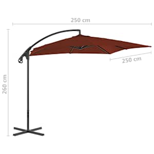 Boční zahradní slunečník s ocelovou tyčí 250x250 cm terakotový - obrázek 7