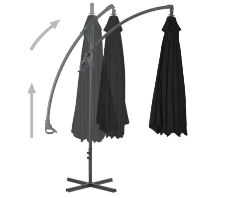 vidaXL Hengende hageparasoll med stålstang 250x250 cm svart