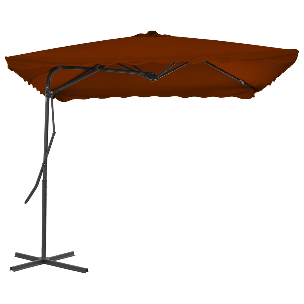 Umbrelă de exterior cu stâlp din oțel, teracota, 250x250x230 cm