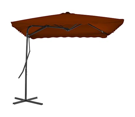 vidaXL Umbrelă de grădină, st&acirc;lp din oțel, cărămiziu, 250x250x230 cm