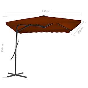 Zahradní slunečník s ocelovou tyčí terakotový 250x250x230 cm - obrázek 6