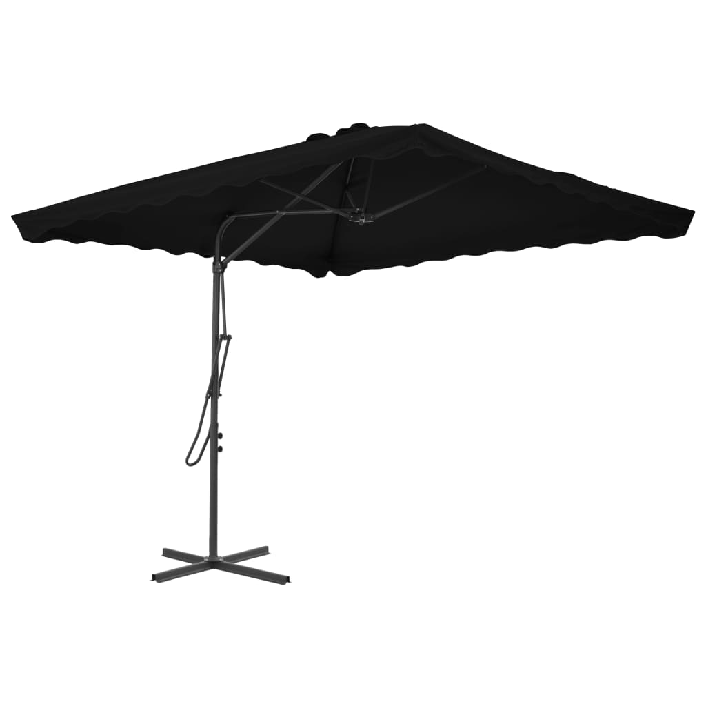 vidaXL Umbrelă de grădină, stâlp din oțel, negru, 250x250x230 cm