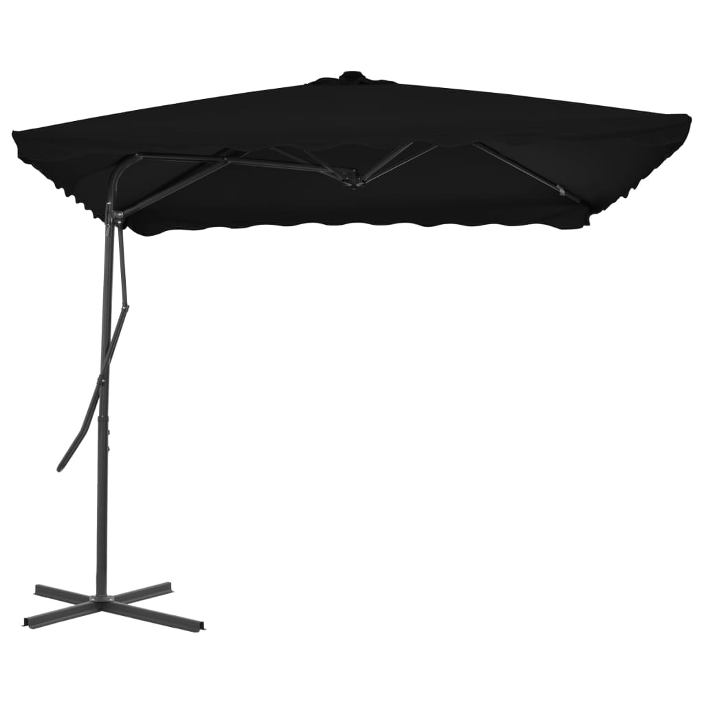 vidaXL Umbrelă de grădină, stâlp din oțel, negru, 250x250x230 cm