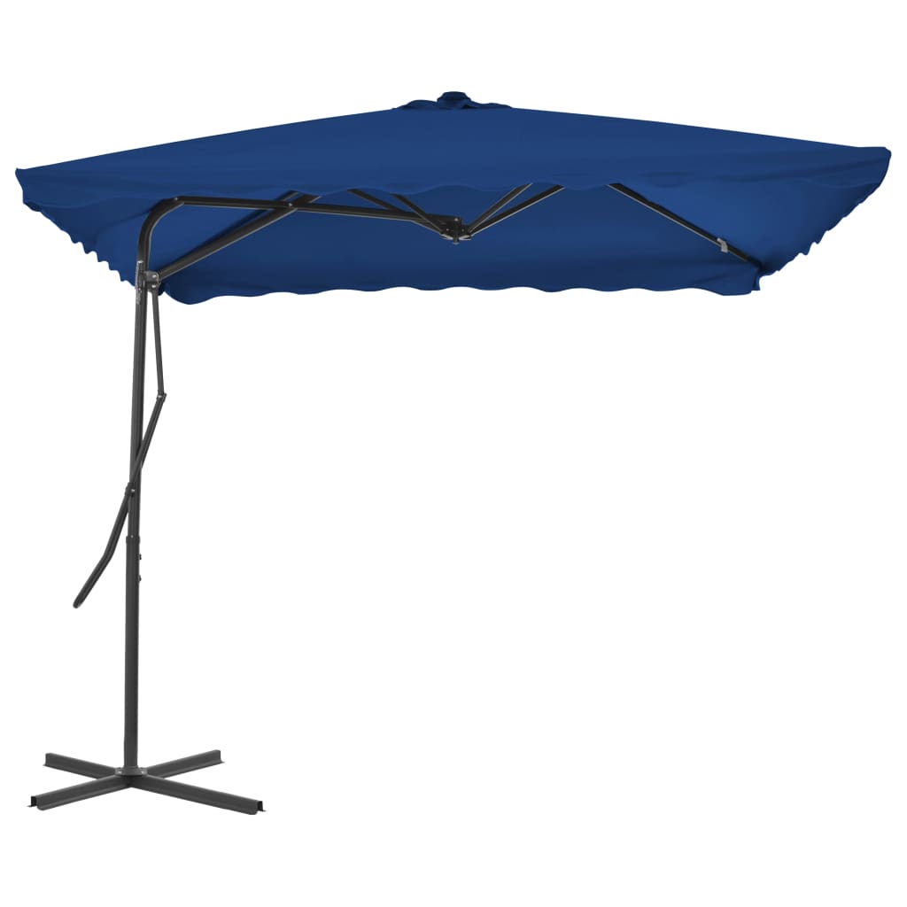 Umbrelă de exterior cu stâlp din oțel, albastru, 250x250x230 cm
