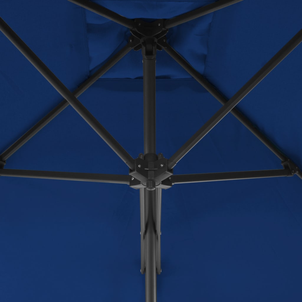 Zahradní slunečník s ocelovou tyčí modrý 250 x 250 x 230 cm