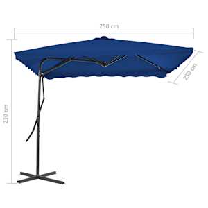Zahradní slunečník s ocelovou tyčí modrý 250 x 250 x 230 cm - obrázek 6
