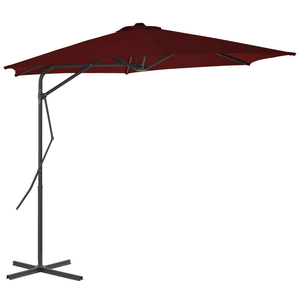 Umbrelă de exterior cu stâlp din oțel, bordo, 300×230 cm