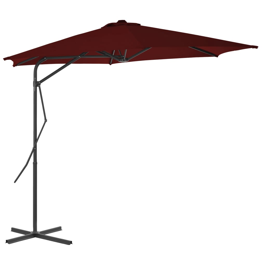 vidaXL Parasol met stalen paal 300x230 cm bordeauxrood afbeelding