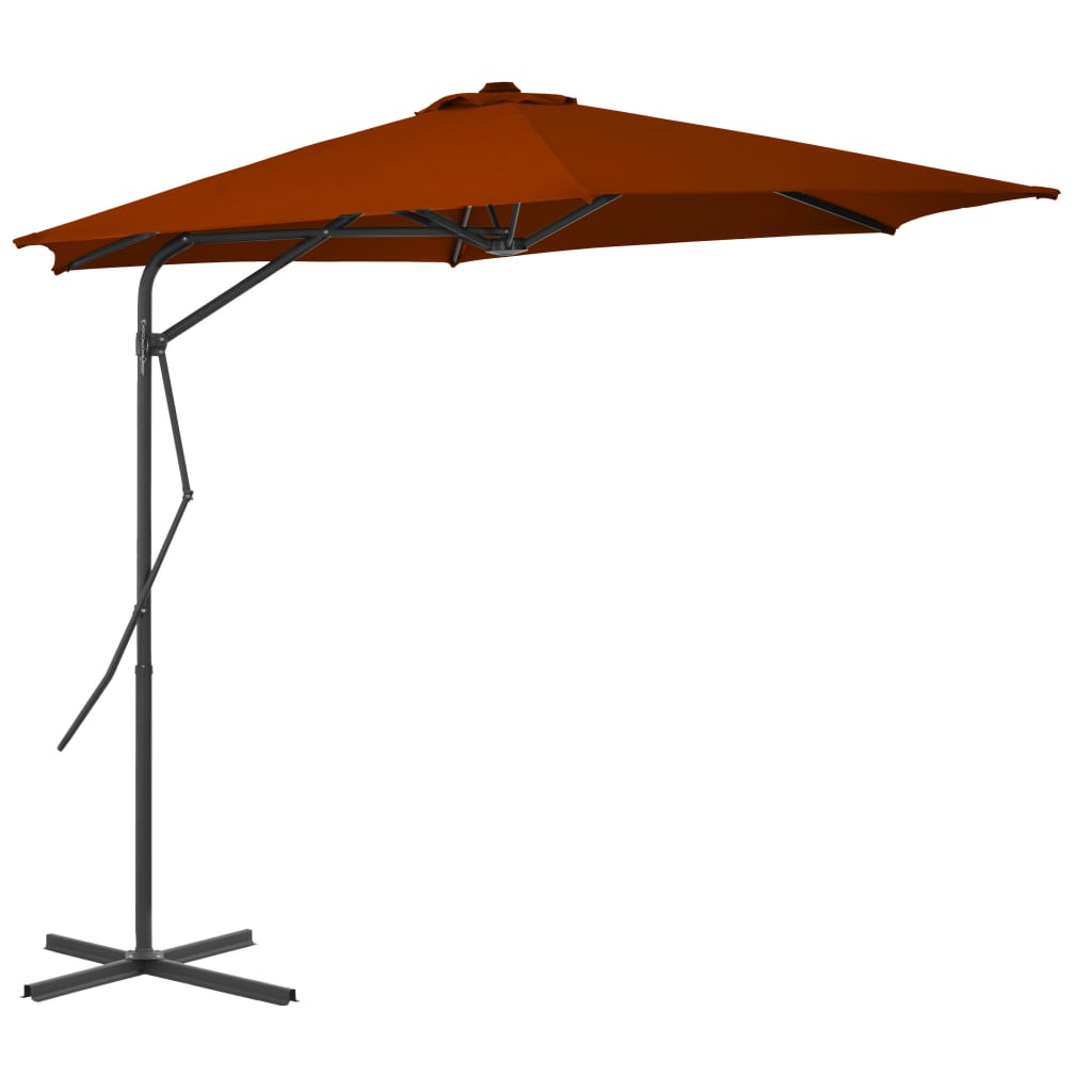 Umbrelă de exterior cu stâlp din oțel, teracota, 300×230 cm