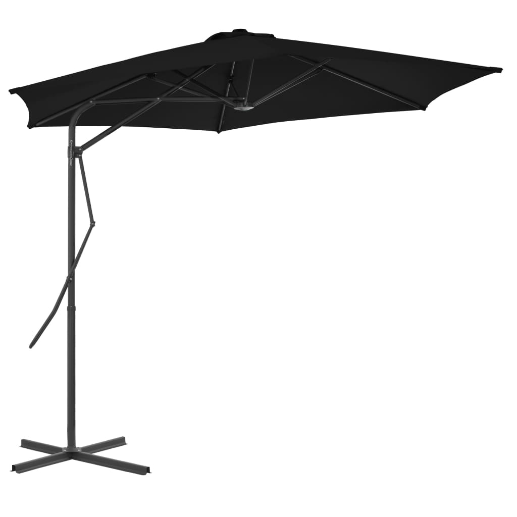 vidaXL parasol med stålstang 300x230 cm sort
