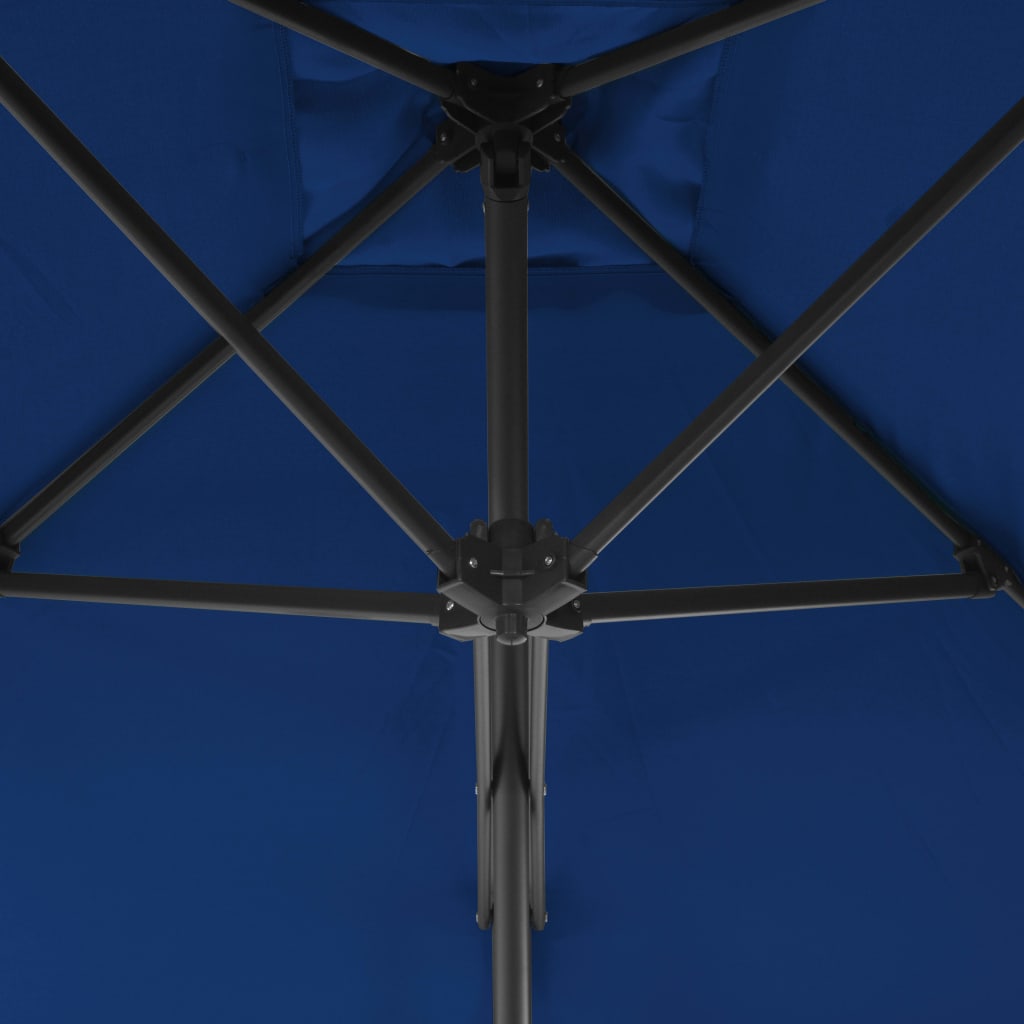 Zahradní slunečník s ocelovou tyčí modrý 300 x 230 cm
