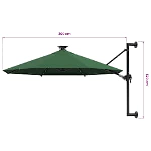 Nástěnný zahradní slunečník s LED 300 cm zelený - obrázek 9