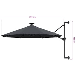 Nástěnný zahradní slunečník s LED 300 cm antracitový - obrázek 9