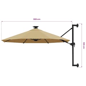Nástěnný zahradní slunečník s LED 300 cm taupe - obrázek 9