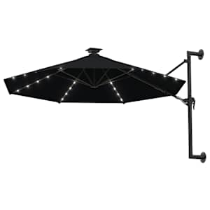 Nástěnný zahradní slunečník s LED 300 cm černý - obrázek 2