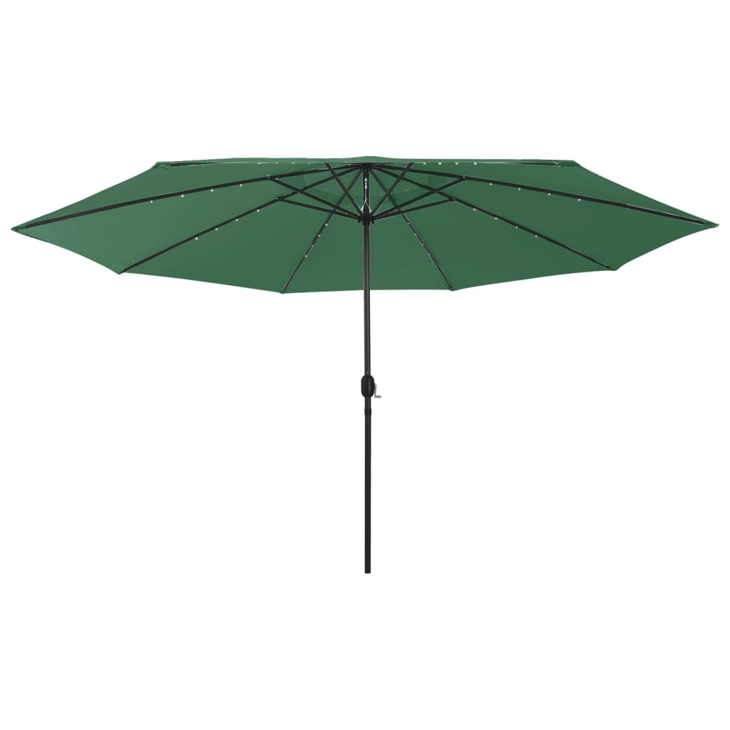 Poza vidaXL Umbrela de soare exterior, LED-uri & stalp metal, verde, 400 cm