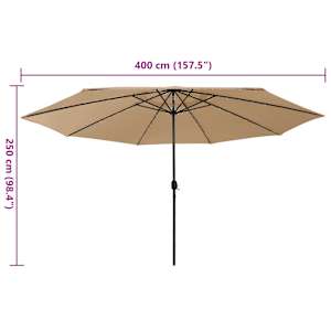 Zahradní slunečník s LED osvětlením 400 cm taupe - obrázek 7