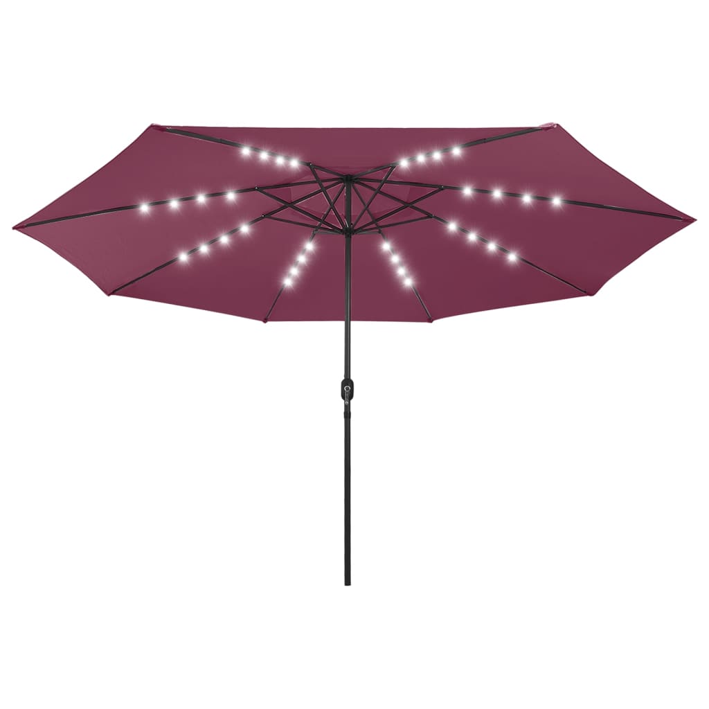 vidaXL Parasol met LED-verlichting 400 cm bordeauxrood afbeelding