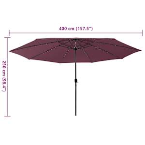 Zahradní slunečník s LED osvětlením 400 cm bordó - obrázek 7