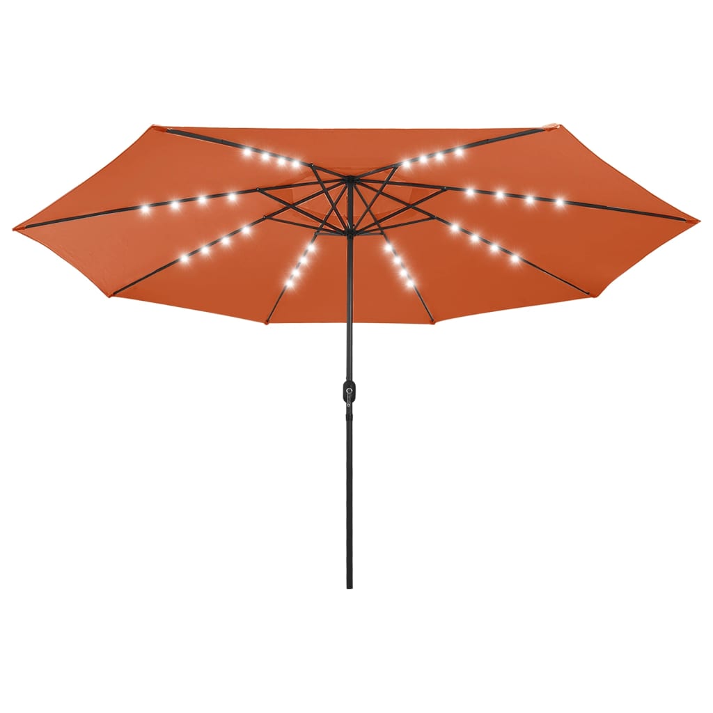 vidaXL Parasol met LED-verlichting 400 cm terracottakleurig afbeelding