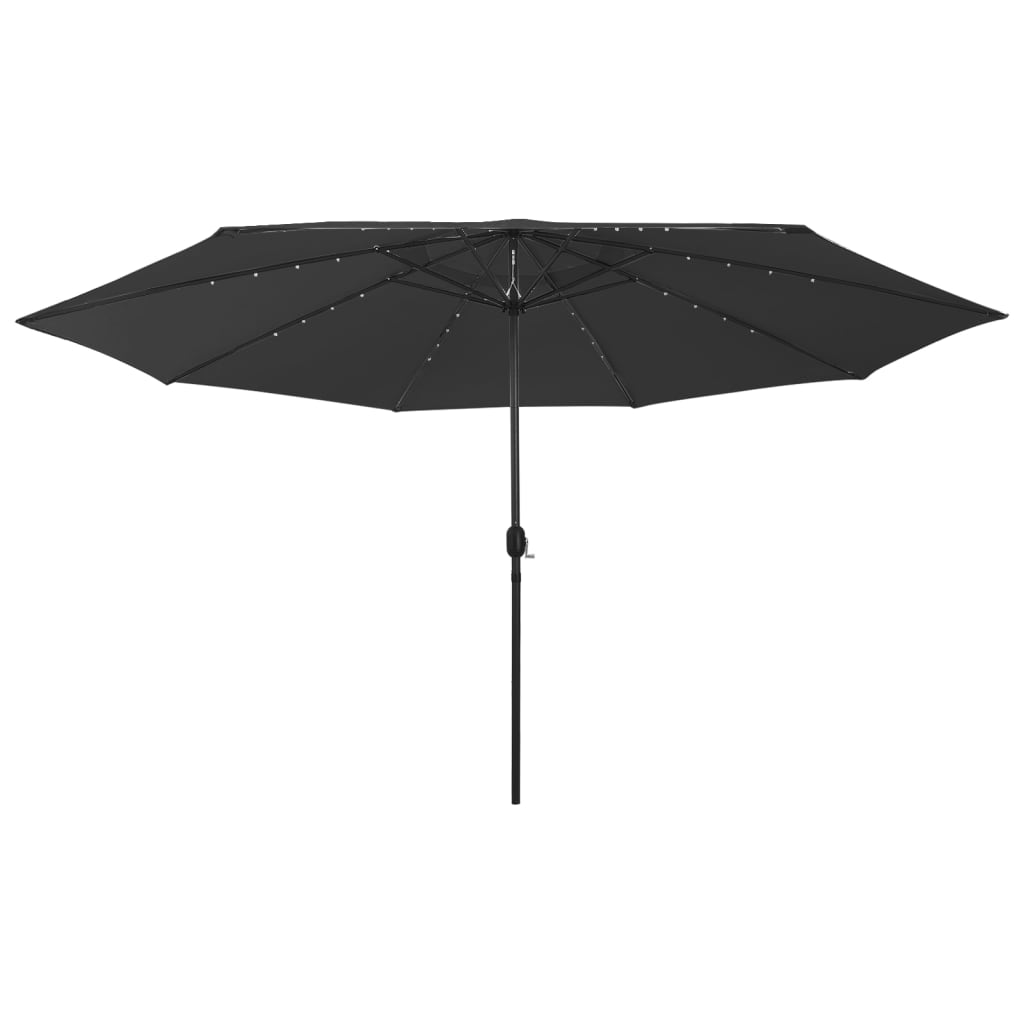 Poza vidaXL Umbrela de soare exterior, LED-uri & stalp metal, negru, 400 cm