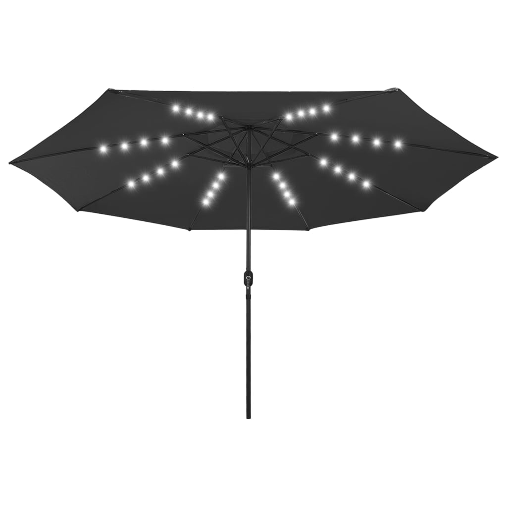 vidaXL Parasol met LED-verlichting 400 cm zwart afbeelding