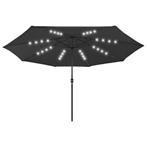 Zahradní slunečník s LED osvětlením 400 cm černý - obrázek 2