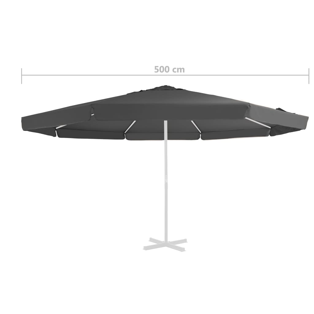 Antracitszürke kültéri napernyő csereponyva 500 cm 