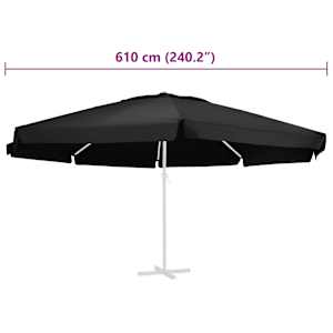 Náhradní potah na zahradní slunečník černý 610 cm - obrázek 5