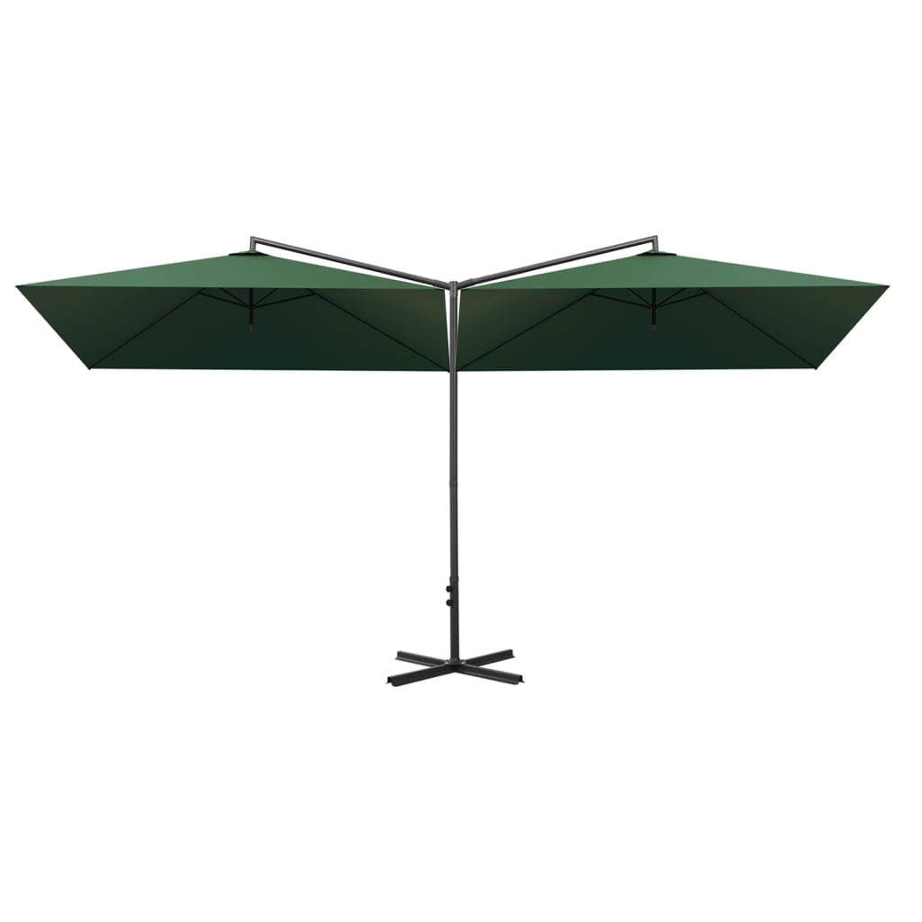 vidaXL Parasol dubbel met stalen paal 600x300 cm groen afbeelding