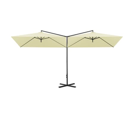 vidaXL dobbelt parasol med stålstang 600x300 cm sandfarvet