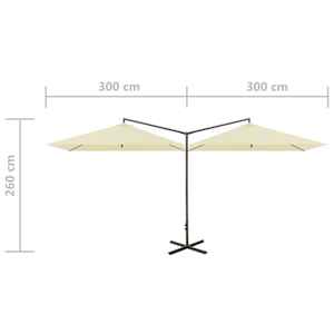 Dvojitý zahradní slunečník s ocelovou tyčí pískový 600 x 300 cm - obrázek 8