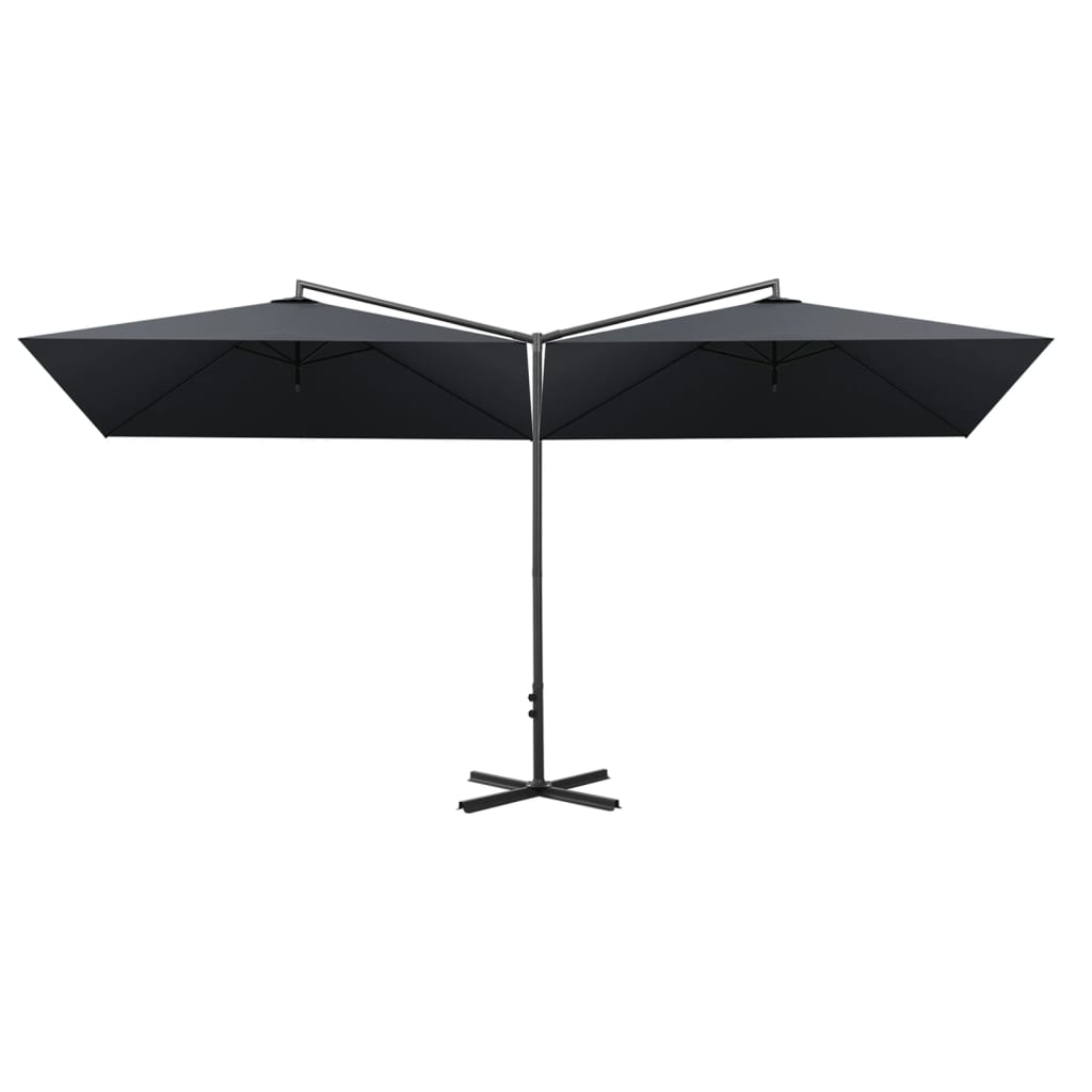vidaXL Parasol dubbel met stalen paal 600x300 cm antracietkleurig afbeelding