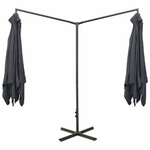 Dvojitý zahradní slunečník s ocelovou tyčí antracit 600x300 cm - obrázek 4