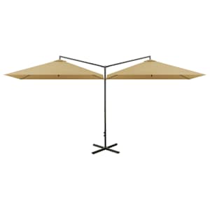 Dvojitý zahradní slunečník s ocelovou tyčí taupe 600 x 300 cm - obrázek 2
