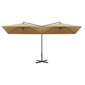 Dvojitý zahradní slunečník s ocelovou tyčí taupe 600 x 300 cm - obrázek 3