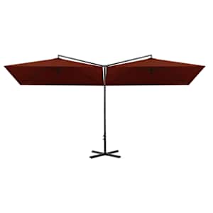 Dvojitý zahradní slunečník s ocelovou tyčí terakota 600x300 cm - obrázek 3