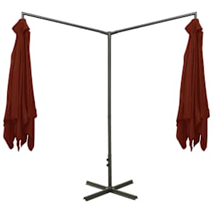 Dvojitý zahradní slunečník s ocelovou tyčí terakota 600x300 cm - obrázek 4
