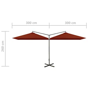 Dvojitý zahradní slunečník s ocelovou tyčí terakota 600x300 cm - obrázek 8