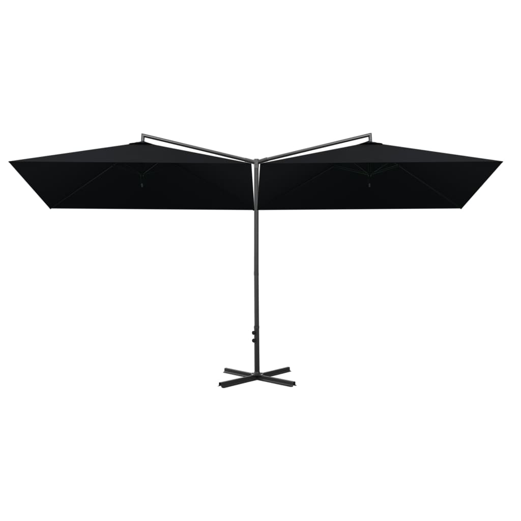 vidaXL dobbelt parasol med stålstang 600x300 cm sort