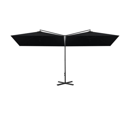 vidaXL dobbelt parasol med stålstang 600x300 cm sort