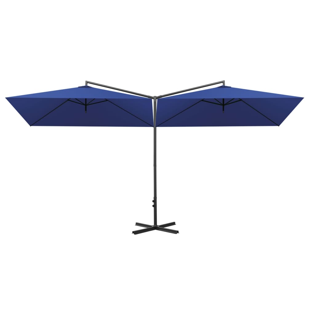 vidaXL Parasol dubbel met stalen paal 600x300 cm azuurblauw afbeelding