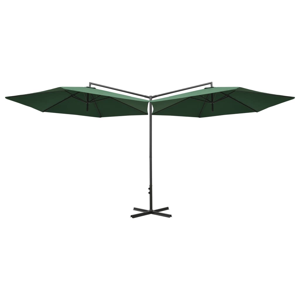 vidaXL Parasol dubbel met stalen paal 600 cm groen afbeelding