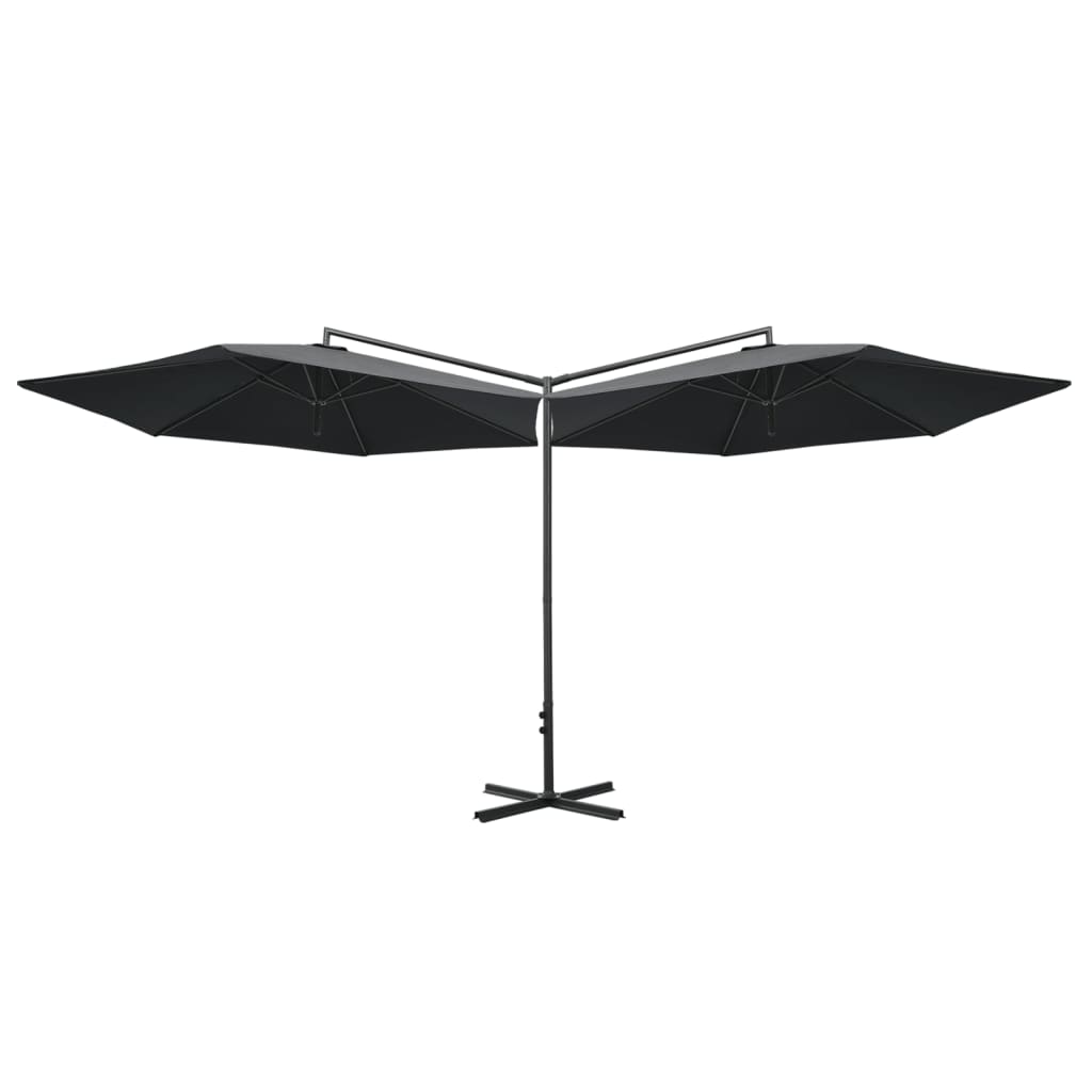 vidaXL Parasol dubbel met stalen paal 600 cm antracietkleurig afbeelding