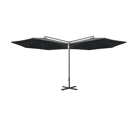 vidaXL Dvojitý zahradní slunečník s ocelovou tyčí antracitový 600 cm