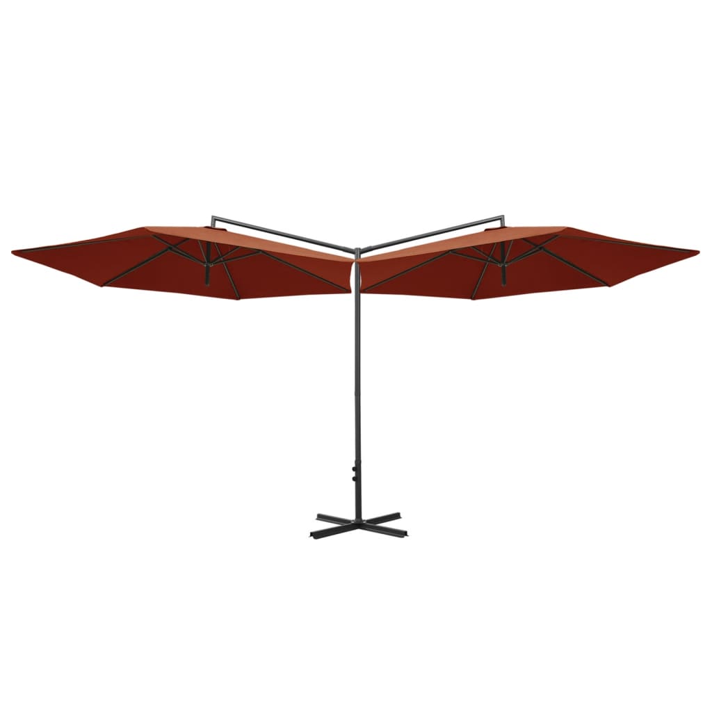 Doppel-Sonnenschirm mit Stahlmast Terracotta-Rot 600 cm kaufen 3