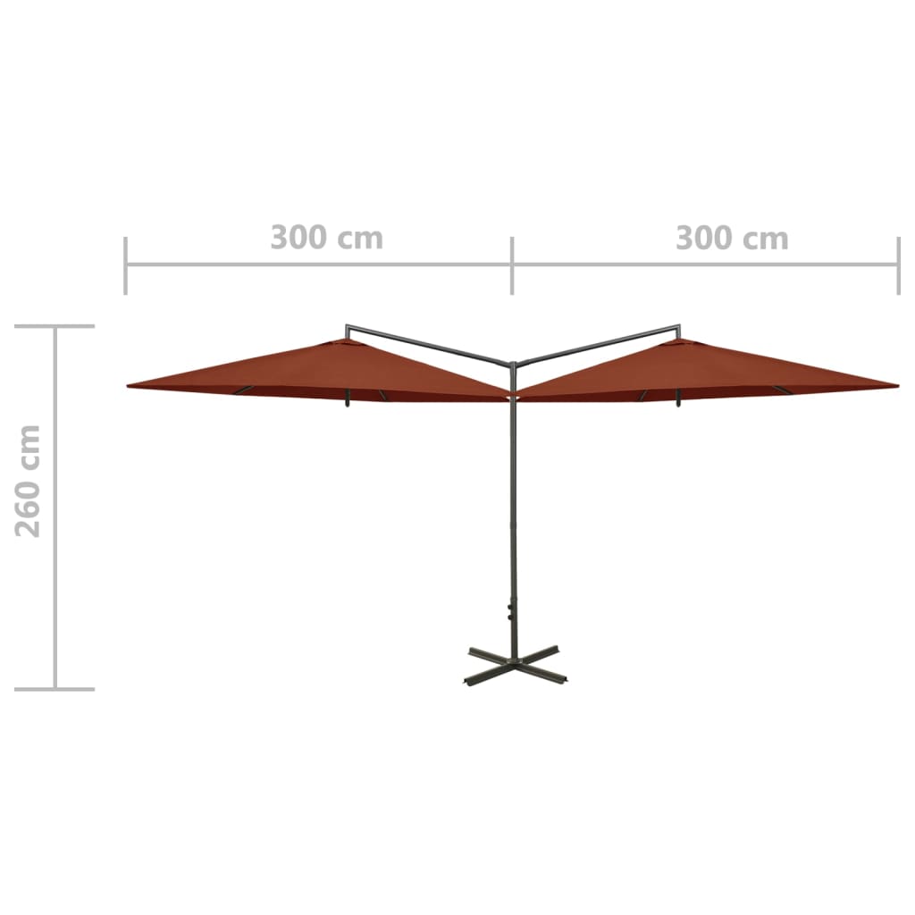 Doppel-Sonnenschirm mit Stahlmast Terracotta-Rot 600 cm kaufen 8