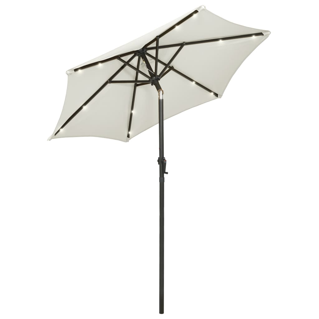 

vidaXL Parasol met LED-verlichting 200x211 cm aluminium zandkleurig