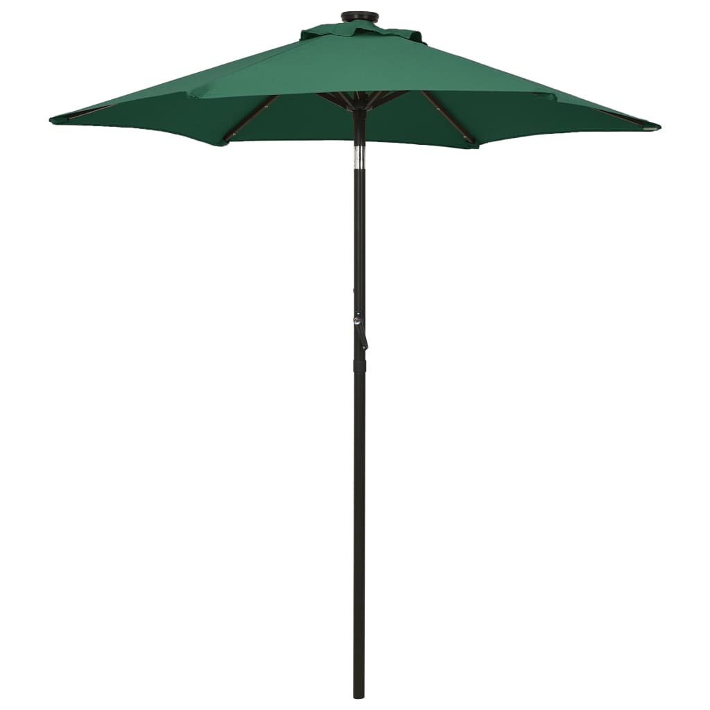 8: vidaXL parasol med LED-lys 200x211 cm aluminium grøn