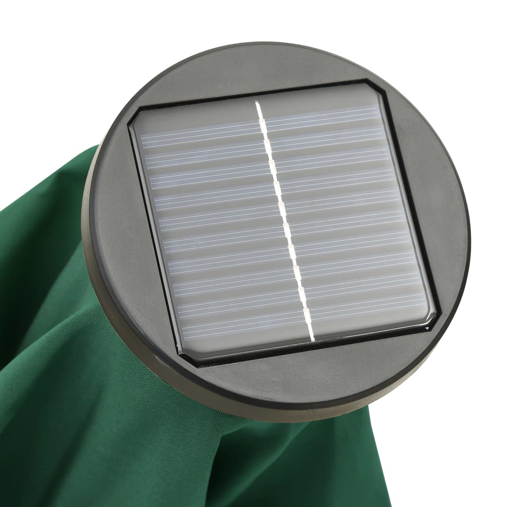 Slunečník s LED osvětlením zelený 200 x 211 cm hliník